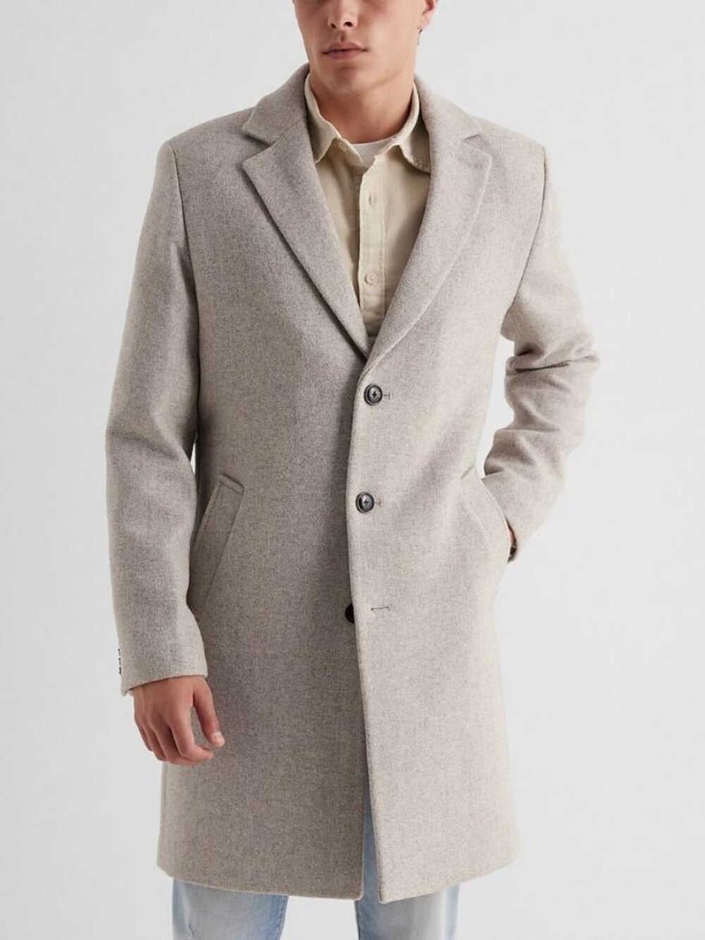 Express Wool-Blend Topcoat Water Resistant Tan Beige Size S NWT
